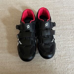 Peloton Black and White Cycling Shoes with Red Accents